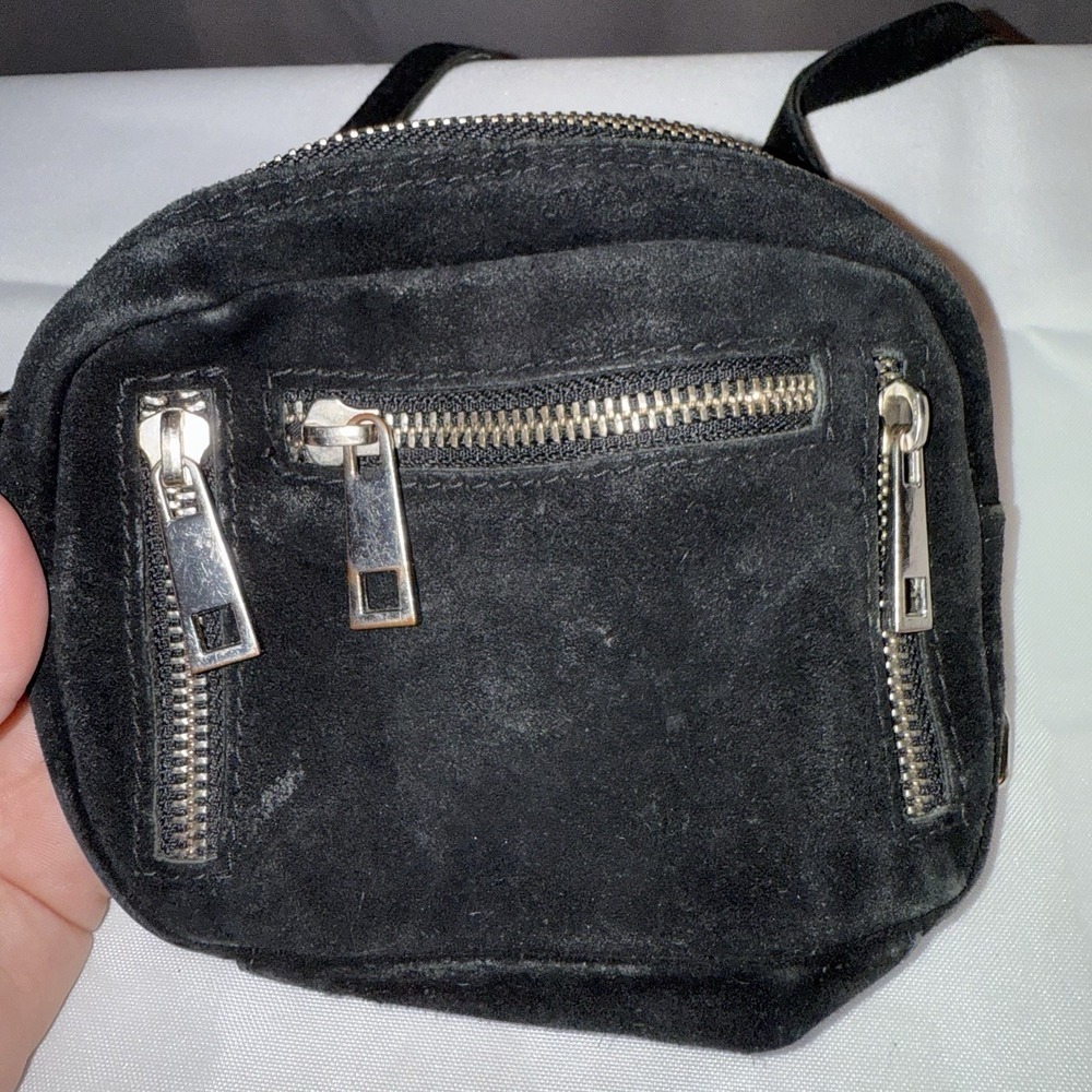 Nunoo Urban Outfitters Women's Black Crossbody Bag Suede Leather Handbag Purse